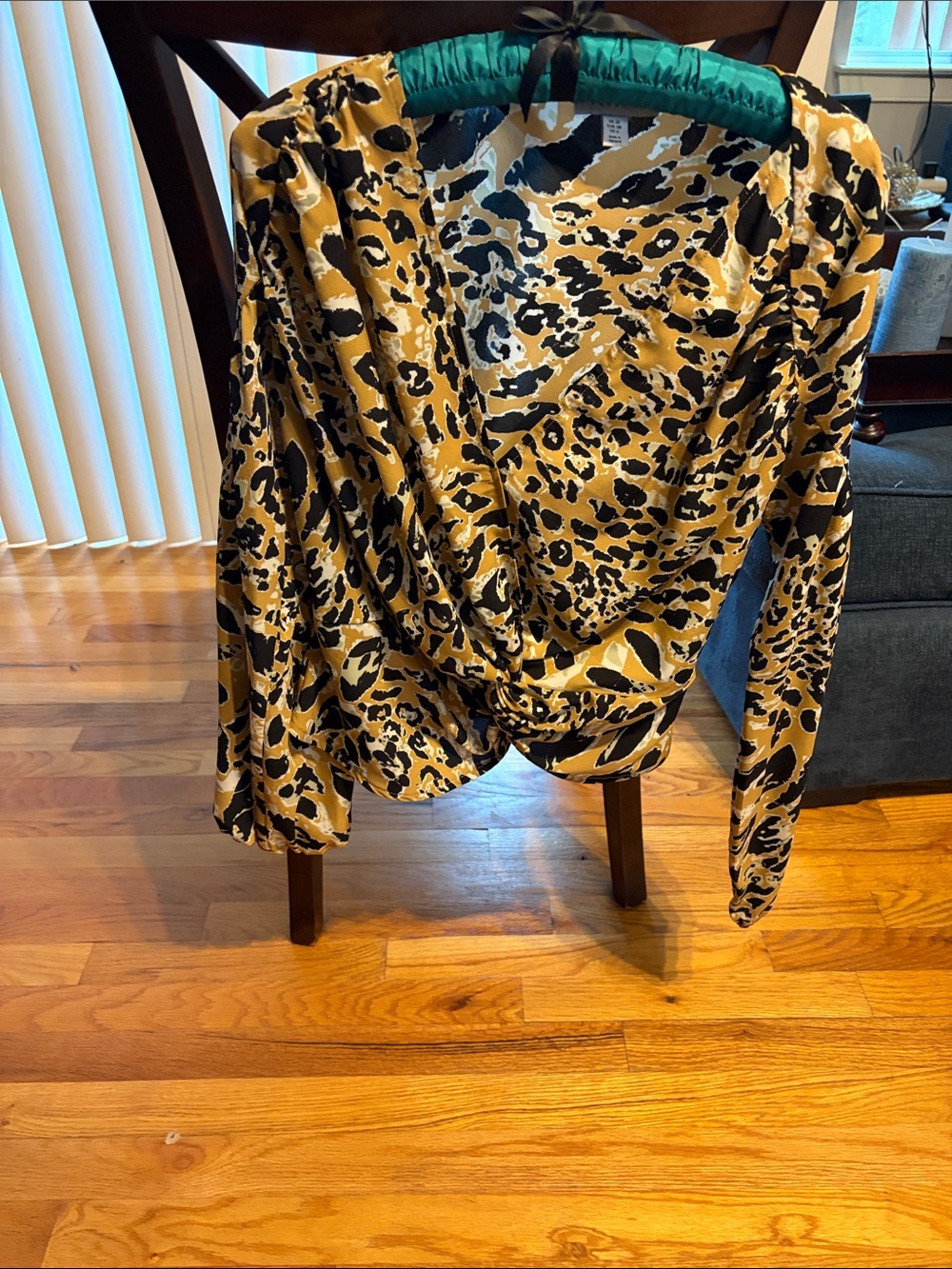 Topshop Leopard-Print Wrap Blouse in Mustard, Black, Cream